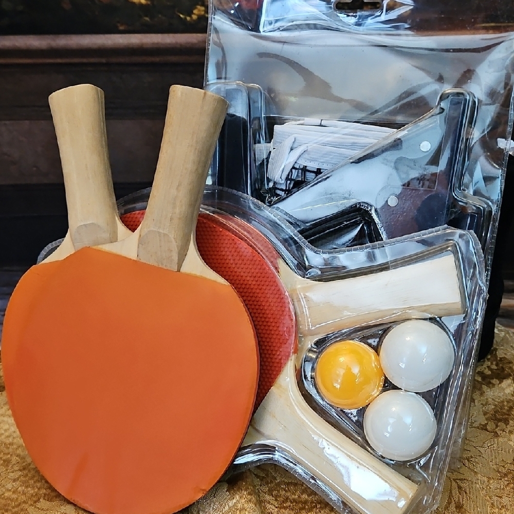 PingPong Set with Orange Paddles and Balls Including Table Net & Stand - Picture 7 of 11